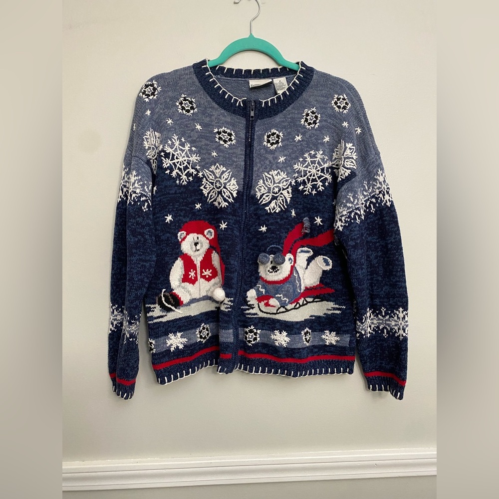 Vintage Knit Polar‎ Bear Cardigan - M